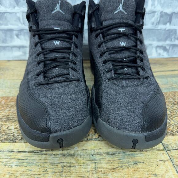 Nike Air Jordan 12 XII Retro Wool Black Grey Shoe 852627-003 Mens Size 9.5